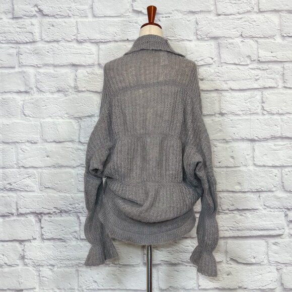 Malene Birger Gray Alpaca Mohair Blend Drop Shoulder Open Cardigan - Picture 2 of 9
